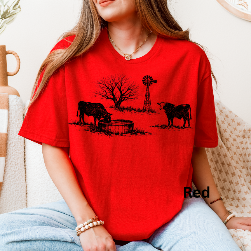 COW COUNTRYSIDE GRAPHIC TEE