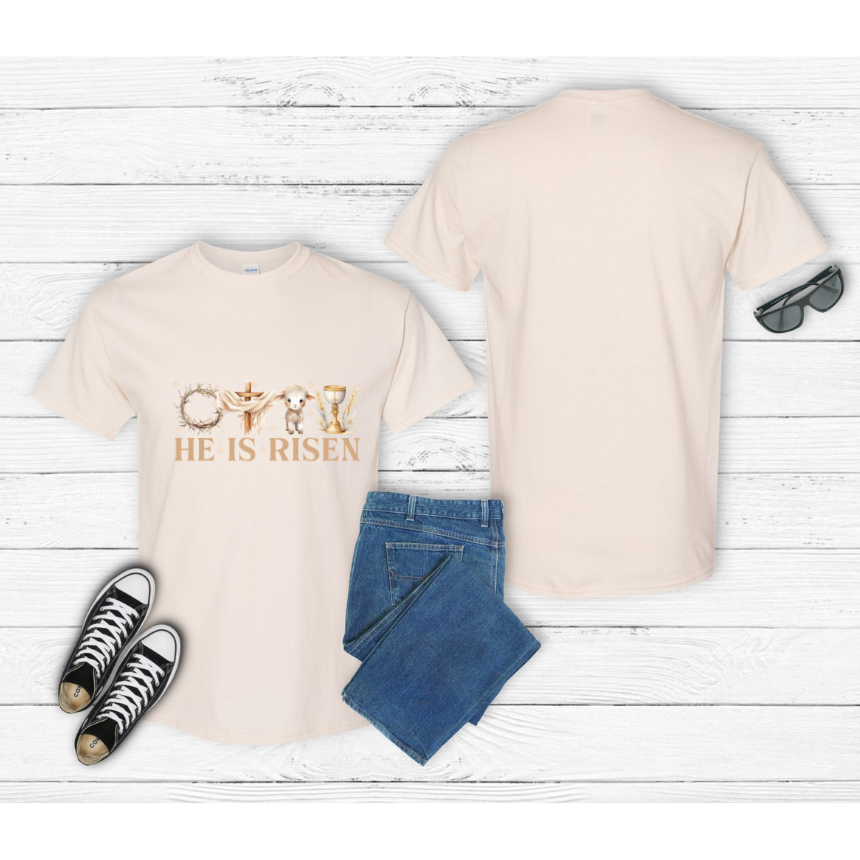 HE HAS RISEN GRAPHIC TEE - SPRING COLORS