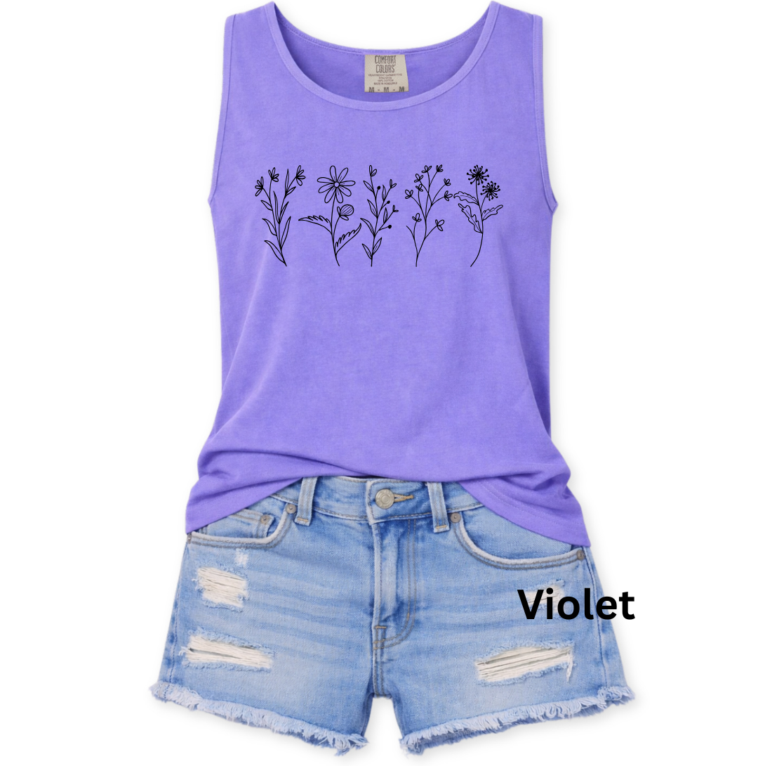 FLORAL GRAPHIC COMFORT COLORS TANK
