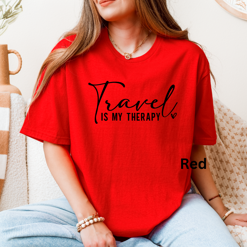 TRAVEL IS MY THERAPY - UNISEX SHORT SLEEVE TEE