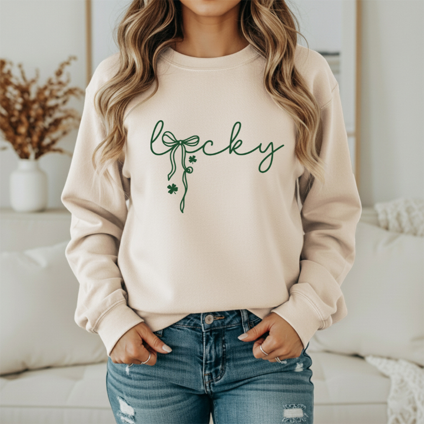 LUCKY WITH A BOW SWEATSHIRT PULLOVER