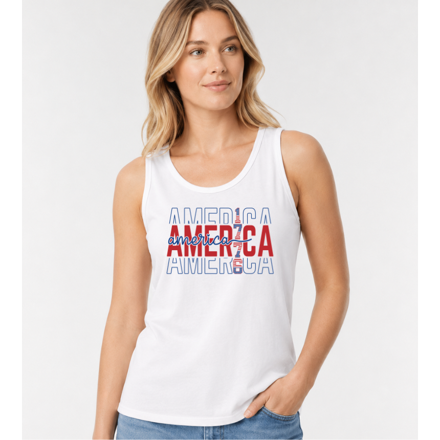 FINAL SALE TANK*** AMERICA STACKED 1776