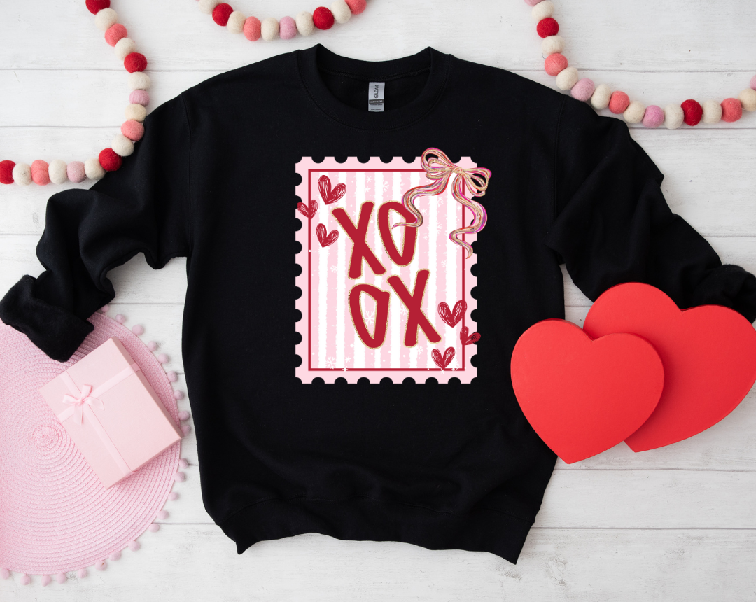 XOXO STRIPED/BOW GRPAHIC SHORT SLEEVE TEE