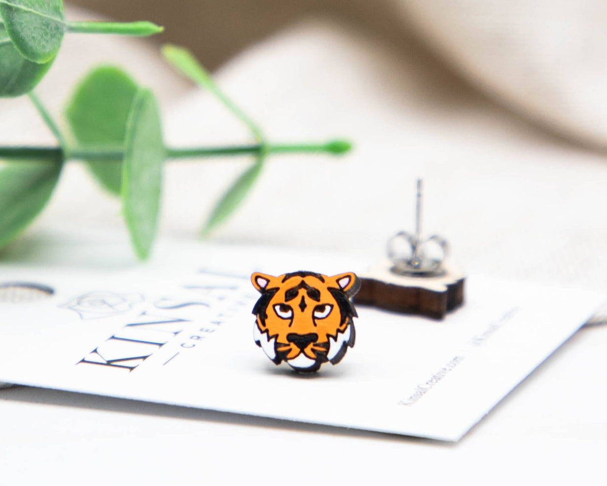 Kinsal Creative - Tiger Wood Stud Earrings