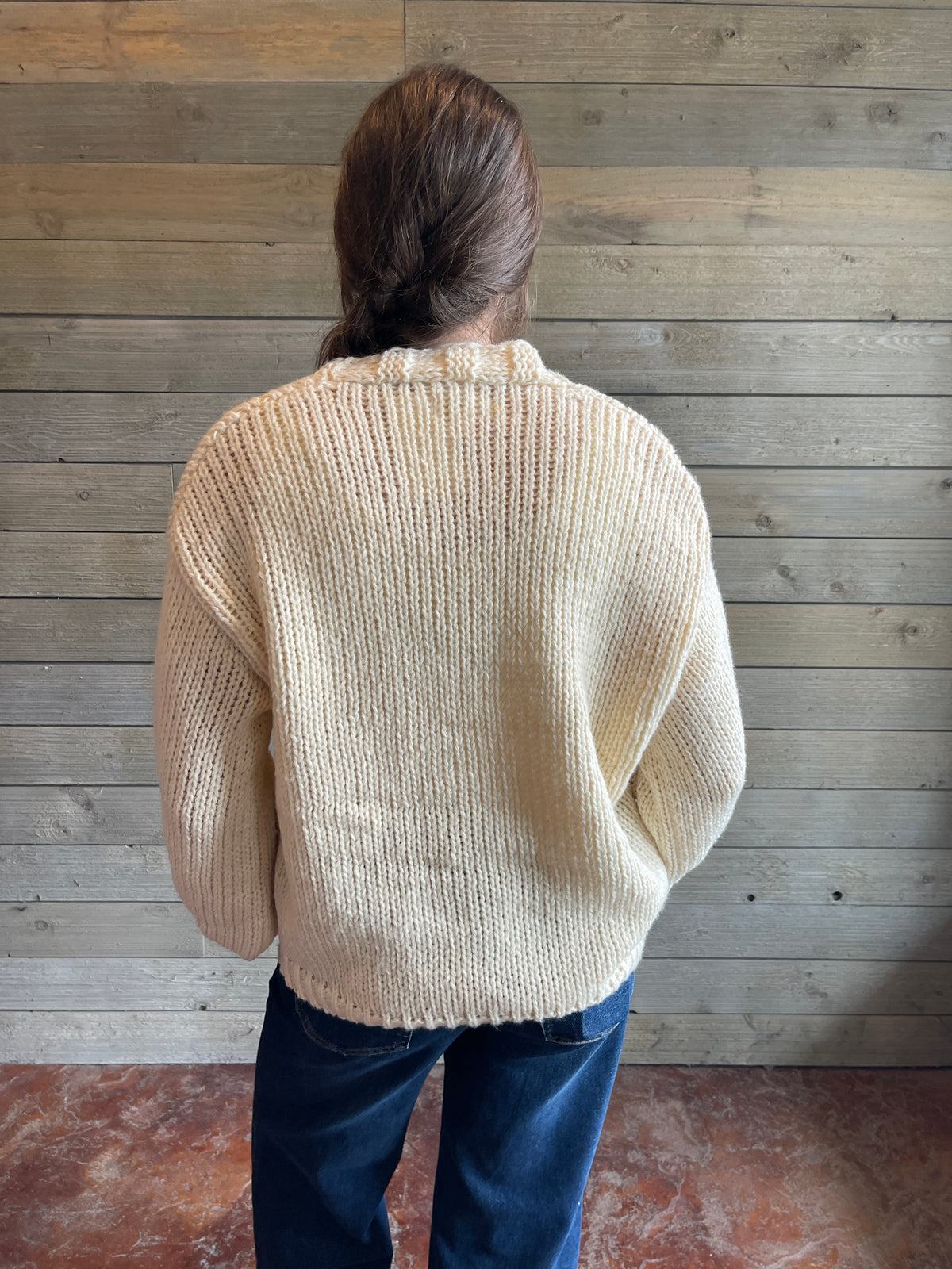 CREAM SUNFLOWER BUTTON CARDIGAN
