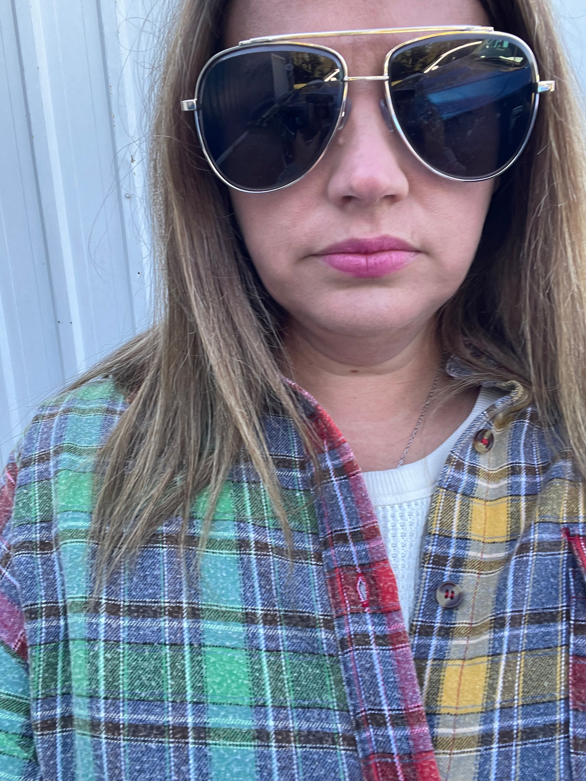 MULTI COLOR WASHED BUTTON UP PLAID