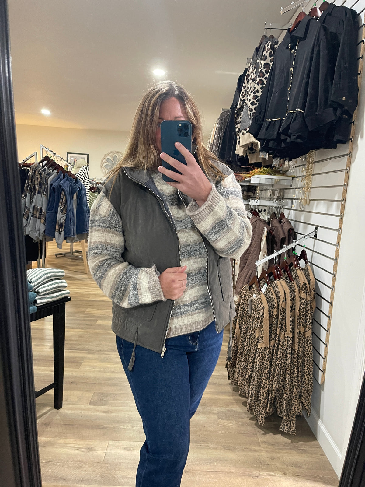 Charcoal Quilted Oversized Padded Puffer Vest