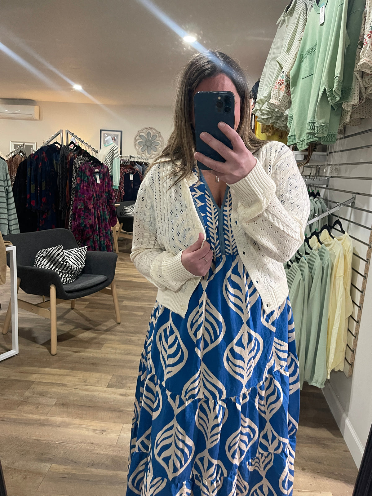 CREAM OPEN KNIT BUTTON DOWN CARDIGAN