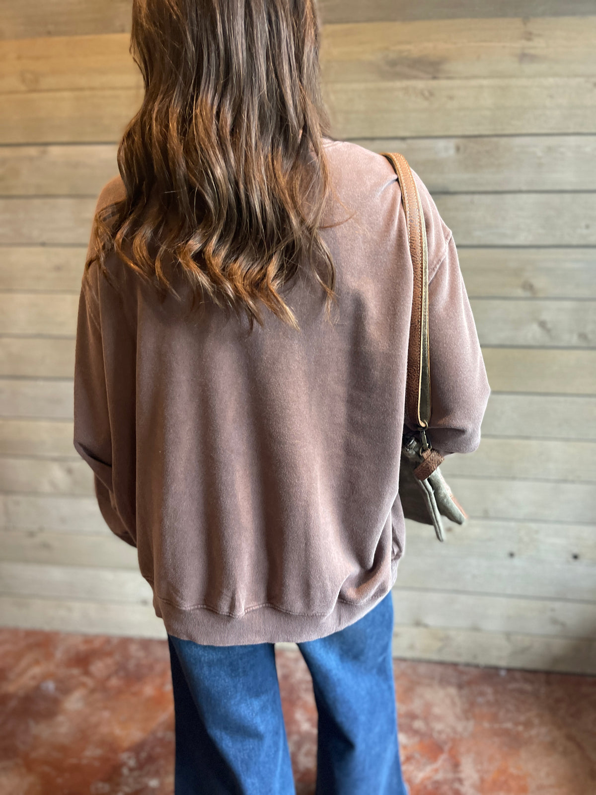 BROWN SOFT LOOSE FIT PULLOVER