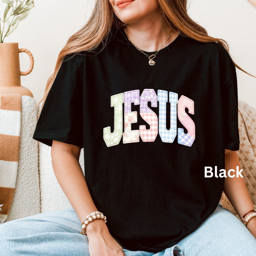 JESUS FAUX QUILTED GRAPHIC TEE - UNISEX SOFTSTYLE