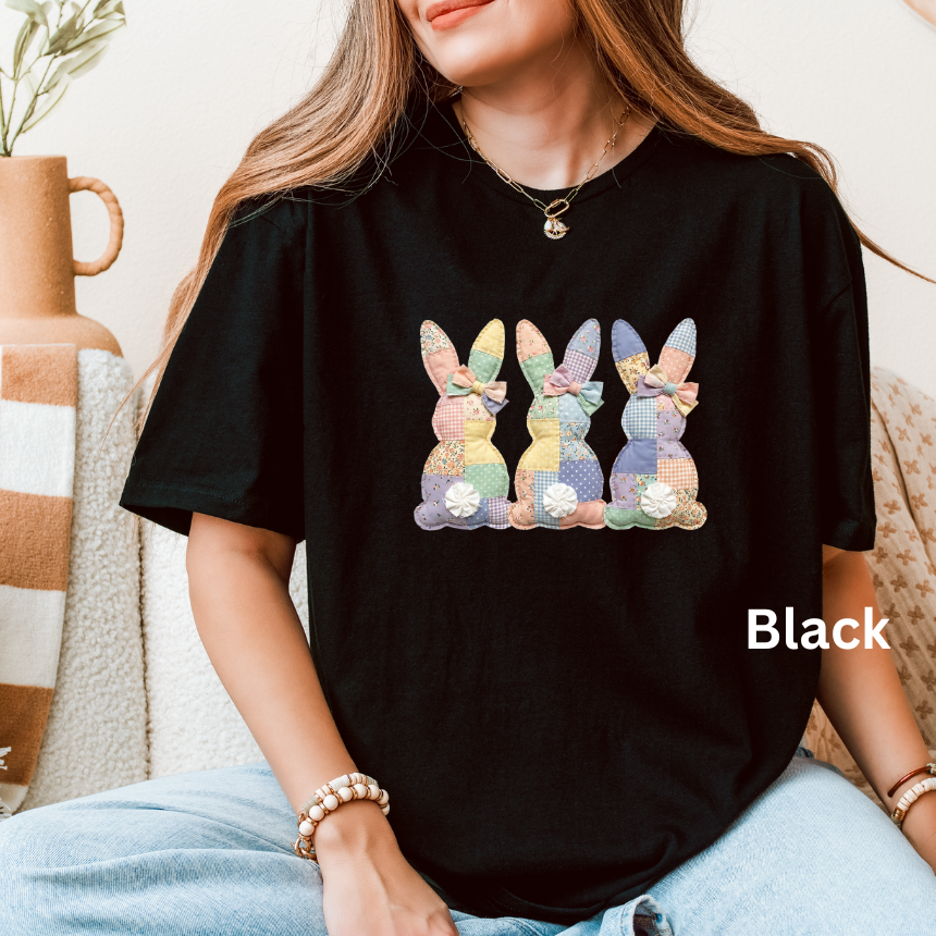 FAUX QUILTED BUNNIE SHORT SLEEVE TEE SOFTSTYLE
