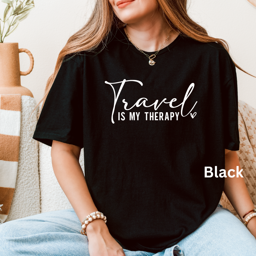 TRAVEL IS MY THERAPY - UNISEX SHORT SLEEVE TEE