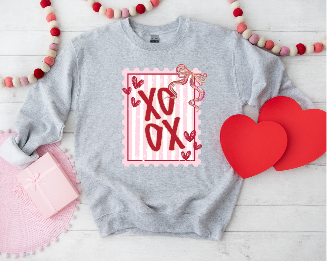 XOXO STRIPED/BOW GRPAHIC SHORT SLEEVE TEE