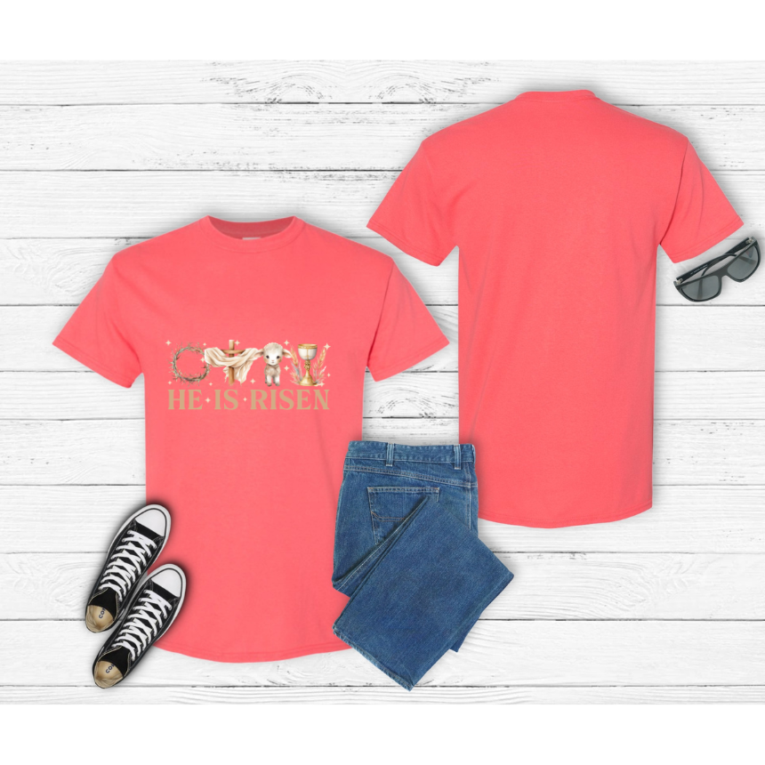 HE HAS RISEN GRAPHIC TEE - SPRING COLORS