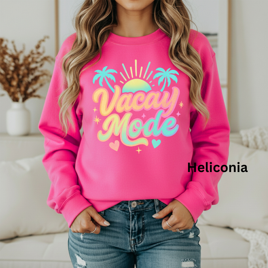 VACAY MODE PALM TREE SWEATSHIRT