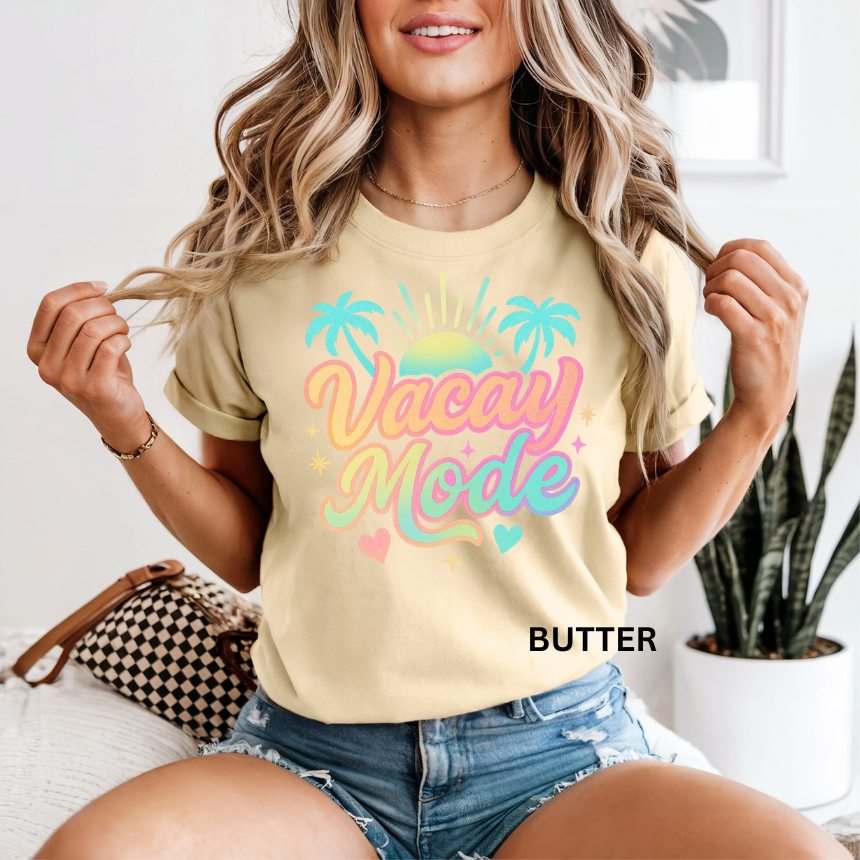 VACAY MODE PALM TREES - COMFORT COLORS SHORT SLEEVE TEE