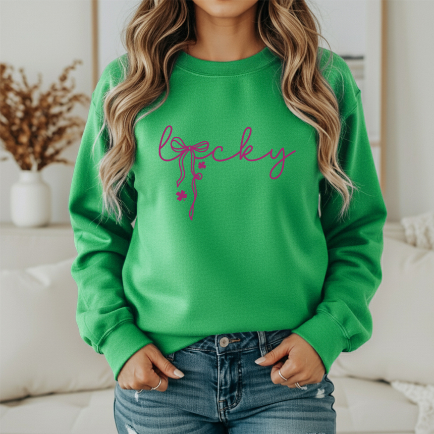 LUCKY WITH A BOW SWEATSHIRT PULLOVER