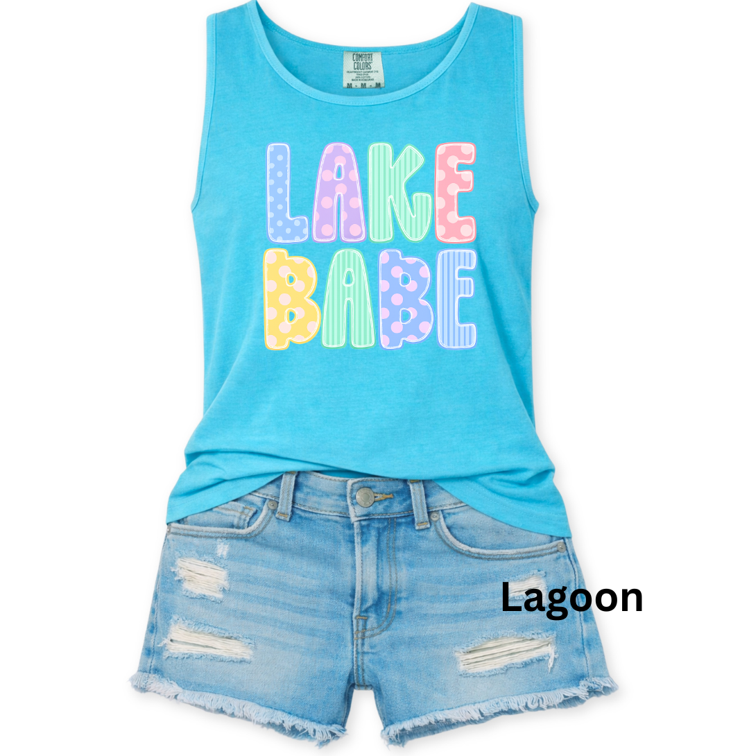 LAKE BABE POLKADOT GRAPHIC TANK - COMFORT COLORS - S-3X