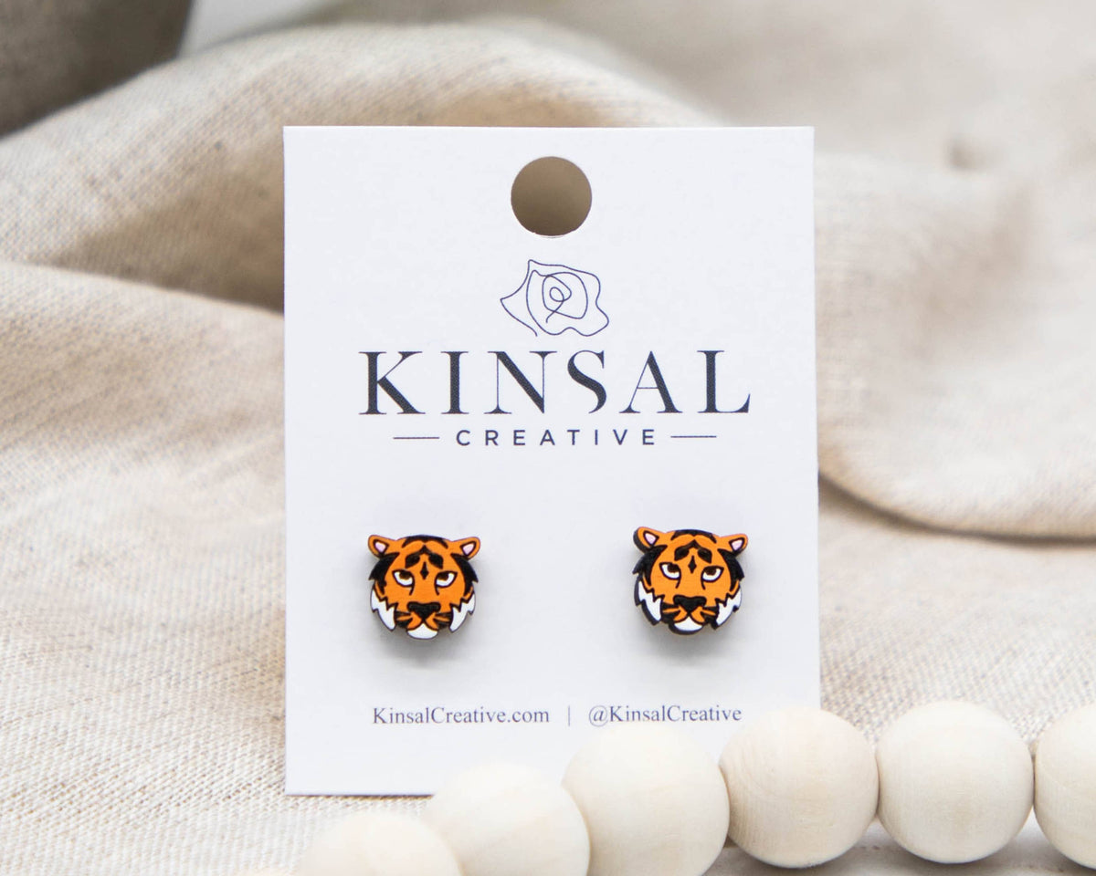 Kinsal Creative - Tiger Wood Stud Earrings