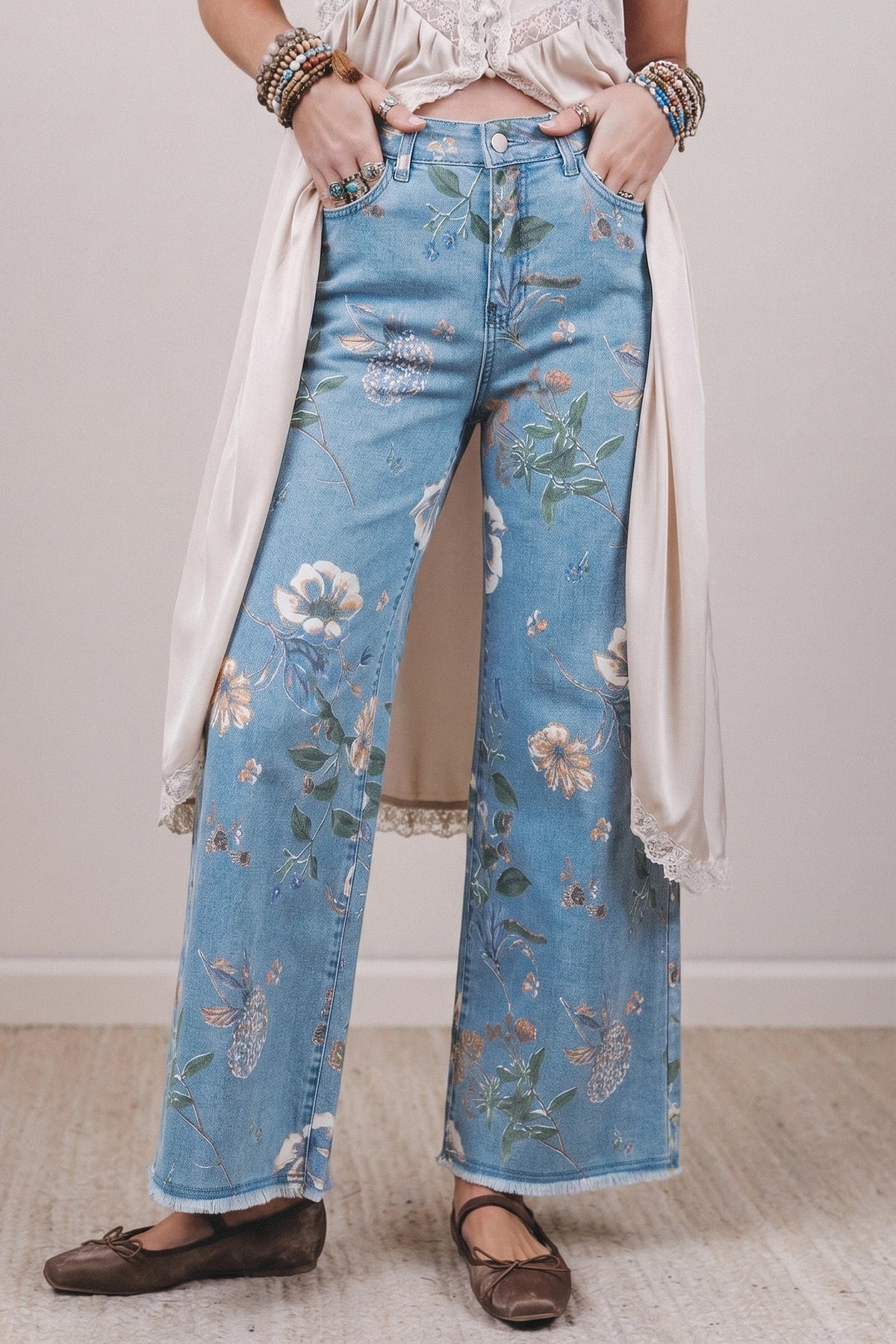 NEUTRAL FLORAL JEANS