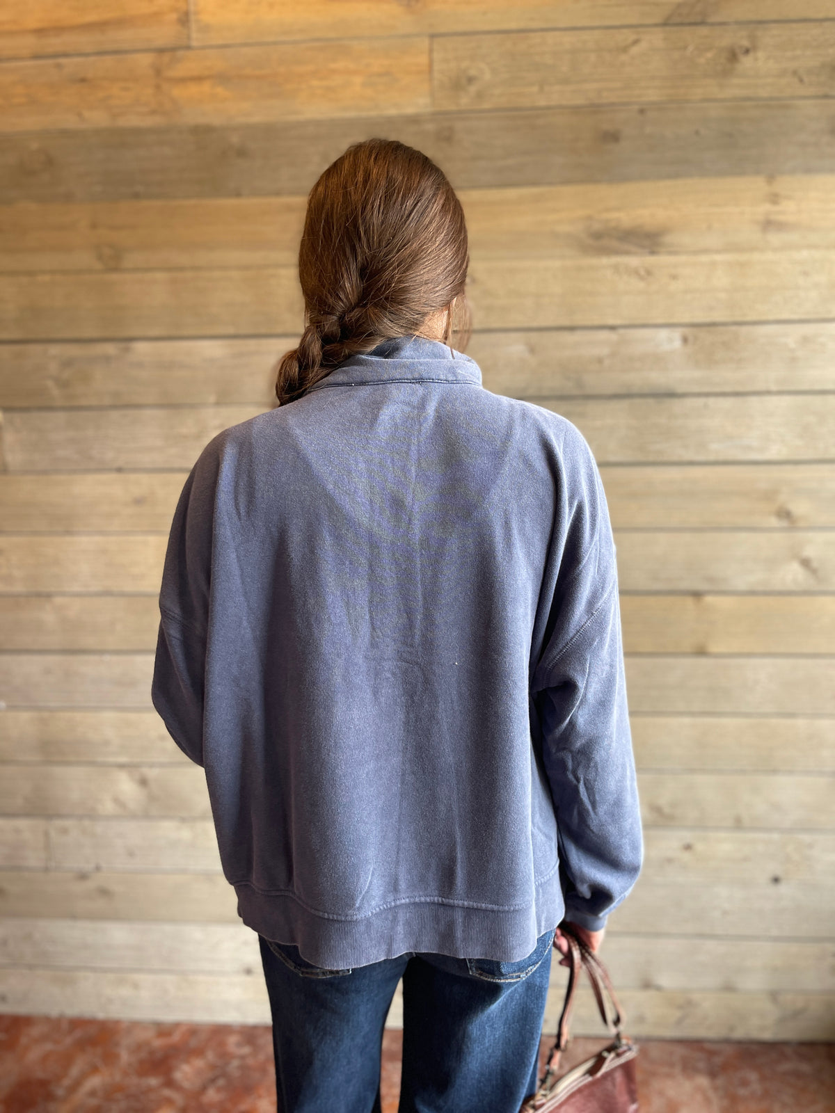 Navy Ultra Soft Mineral Wash Half Button Pullover