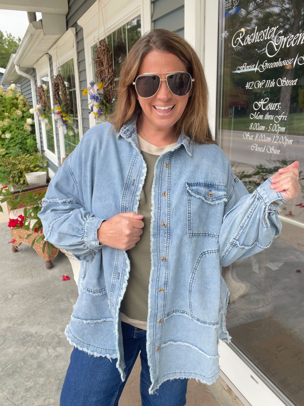 LIGHT DENIM Long Sleeve Acid Washed Denim Shirt