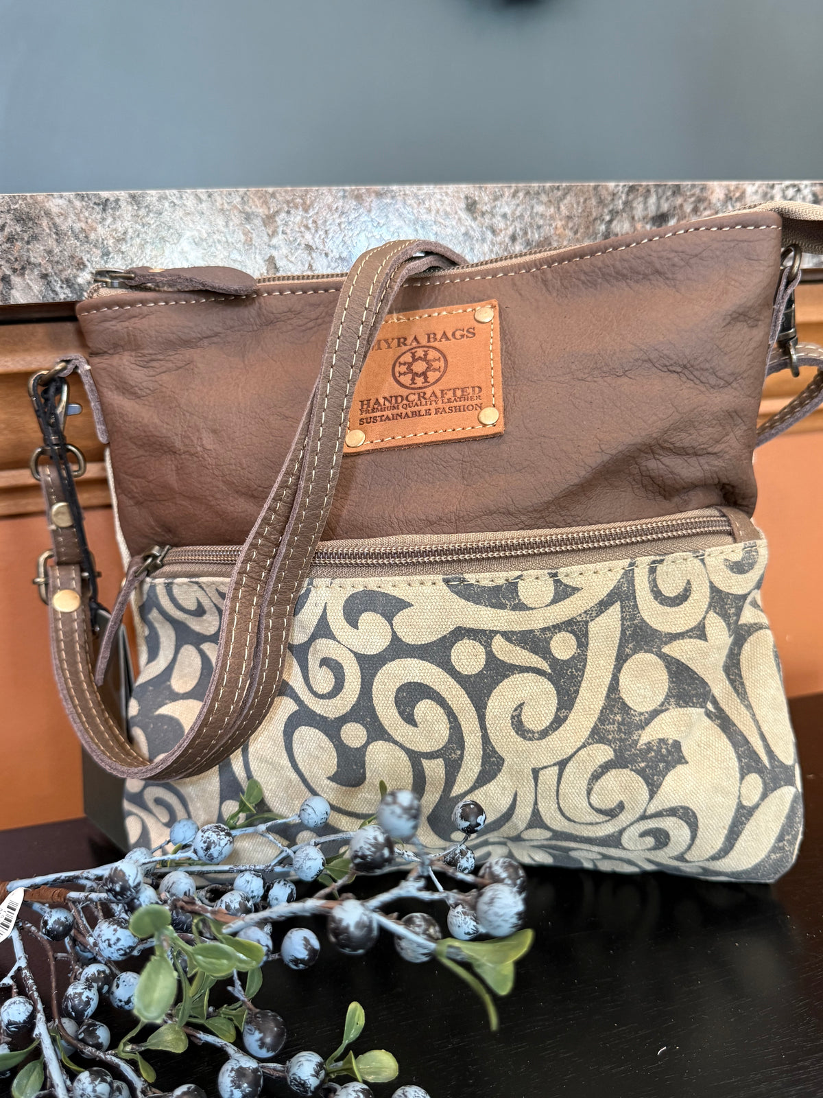 MYRA Wildprint Trail Upcycled Canvas Crossbody Bag