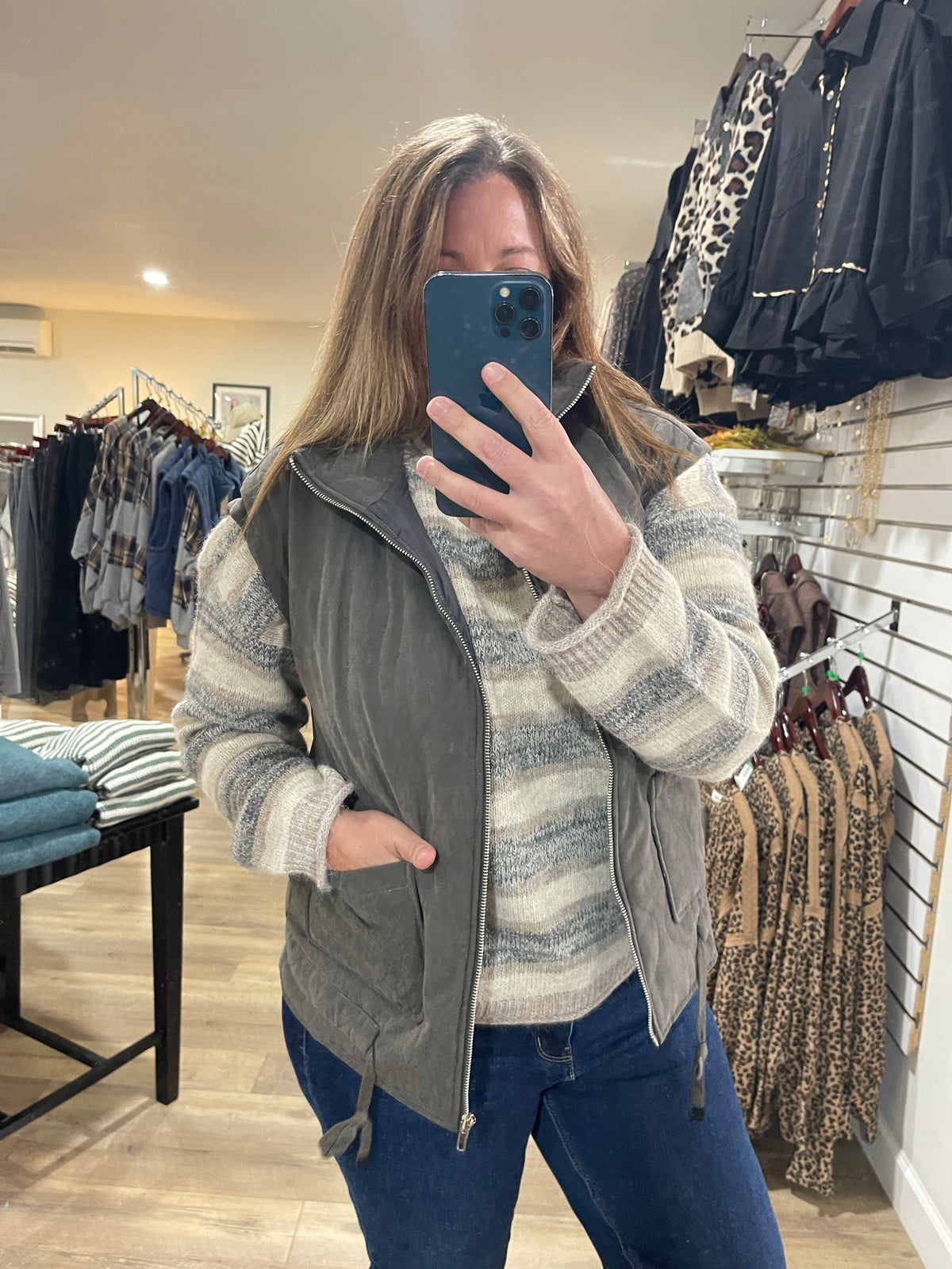 Charcoal Quilted Oversized Padded Puffer Vest