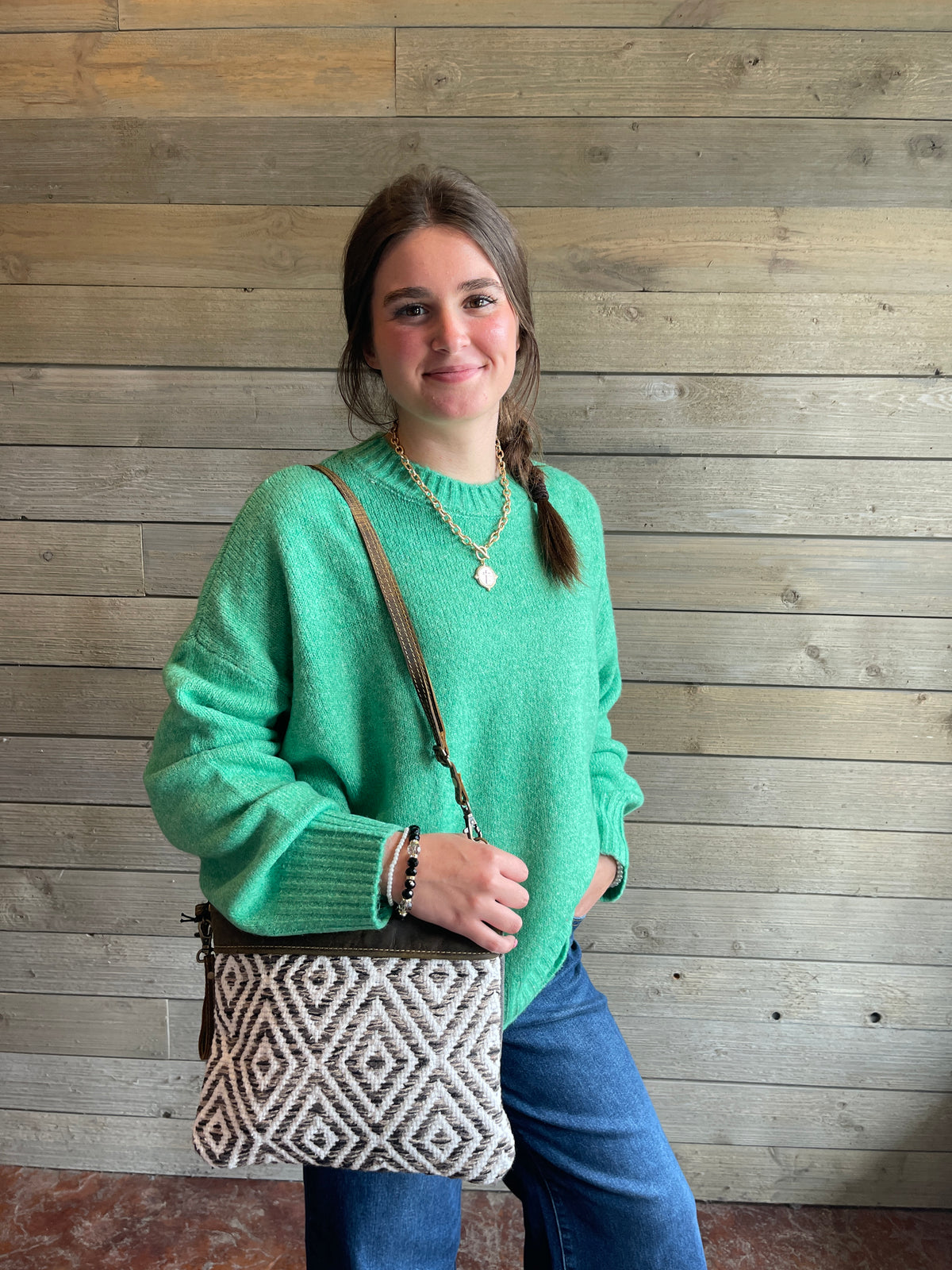 Green loose fit pullover sweater