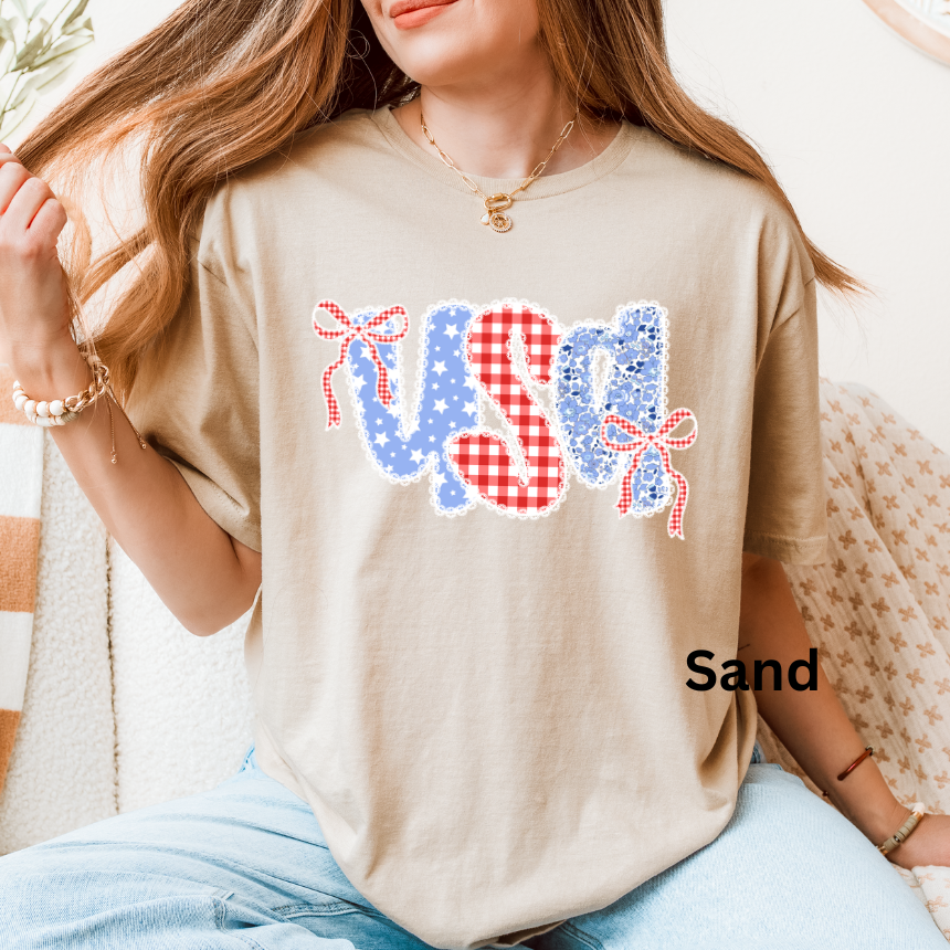 USA QUILTED GRAPHIC TEE