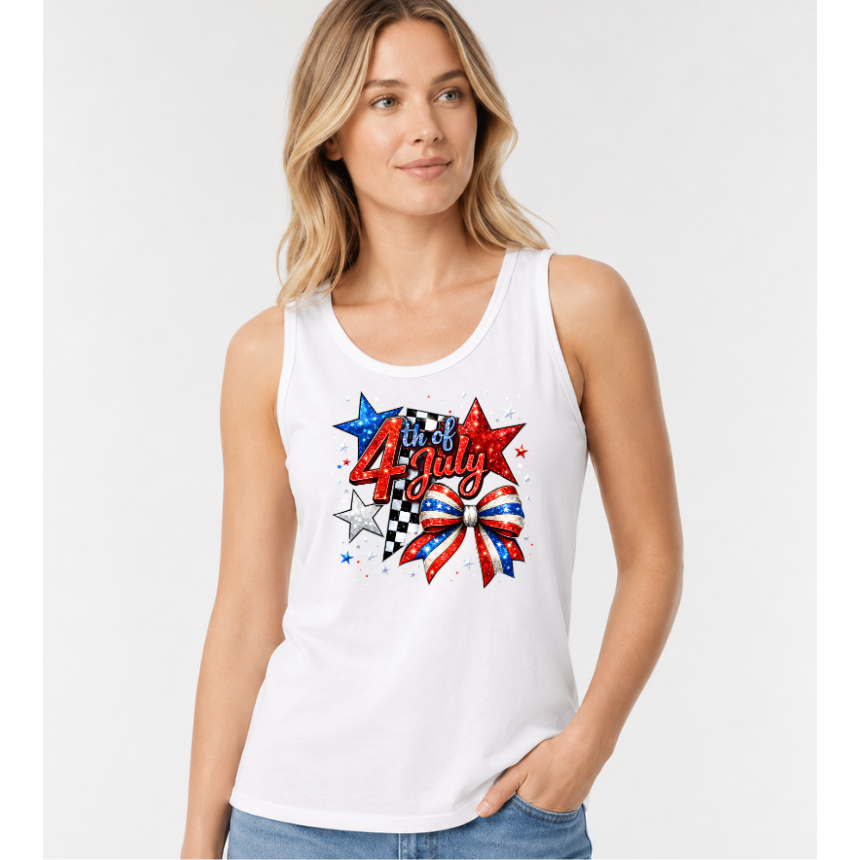 FINAL SALE TANK*** 4TH OF JULY STAR/BOW GLITTER