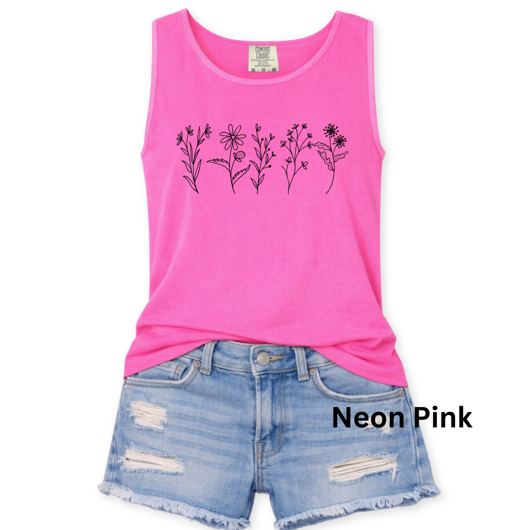 FLORAL GRAPHIC COMFORT COLORS TANK