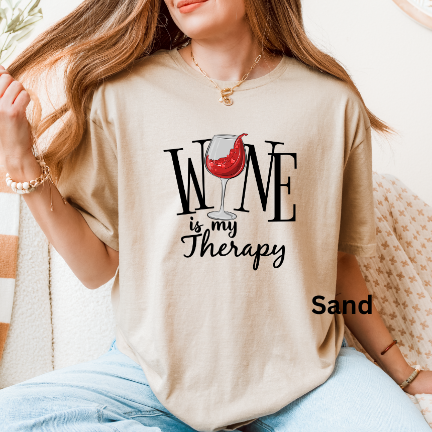 WINE IS MY THERAPY TEE SHIRT