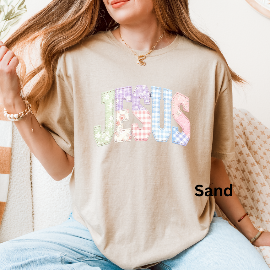 JESUS FAUX QUILTED GRAPHIC TEE - UNISEX SOFTSTYLE