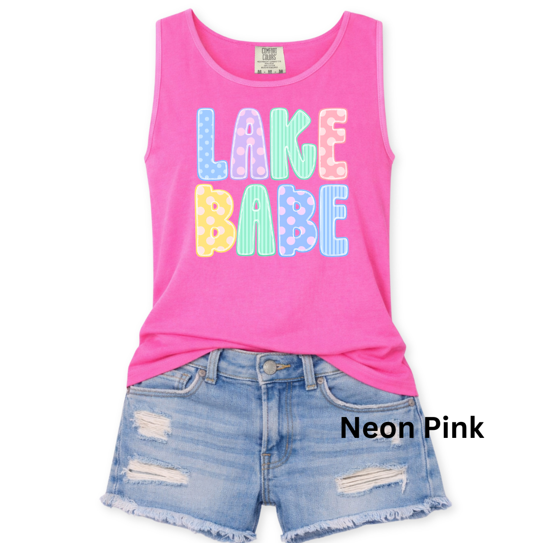 LAKE BABE POLKADOT GRAPHIC TANK - COMFORT COLORS - S-3X