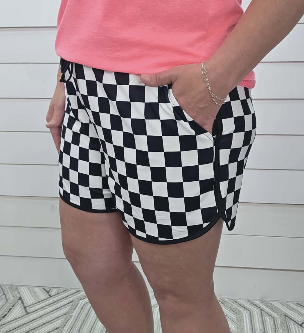 LARGE CHECK DRAWSTRING SHORTS