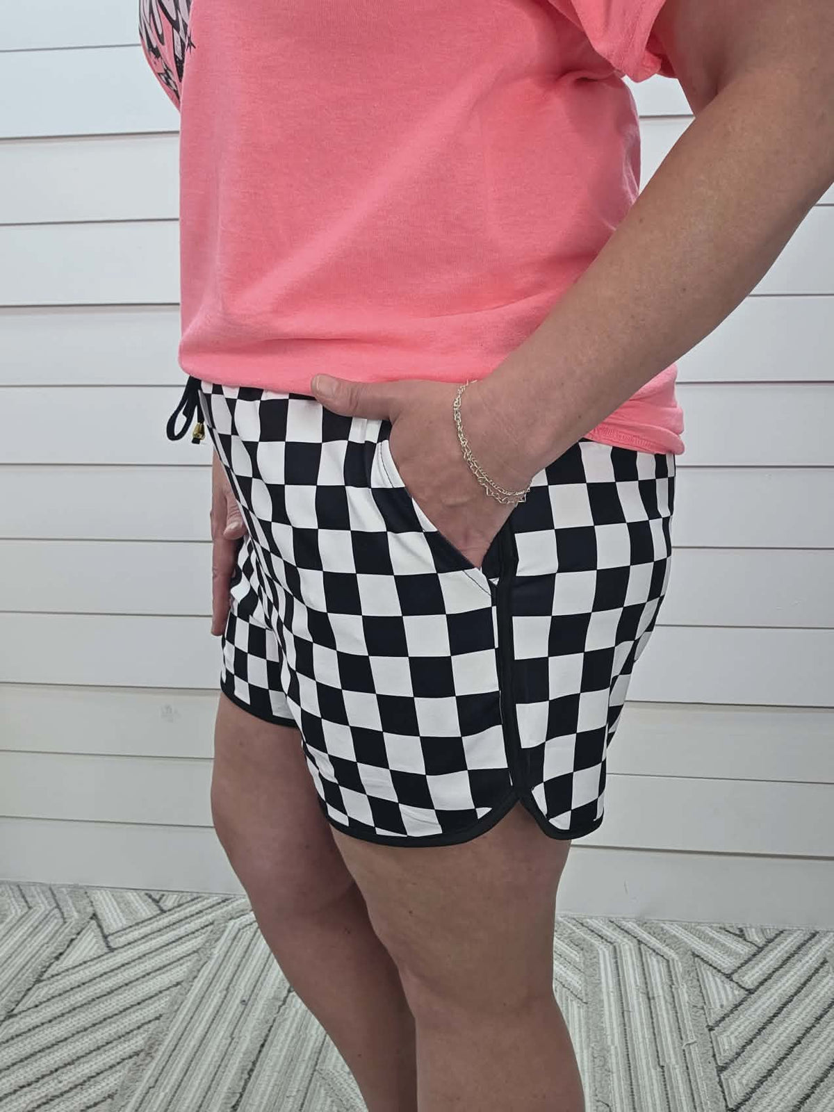 LARGE CHECK DRAWSTRING SHORTS