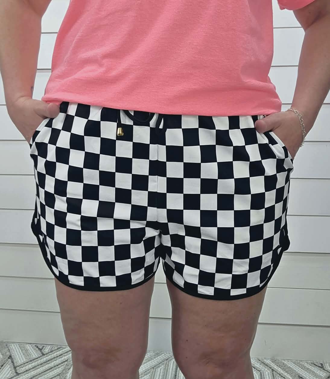 LARGE CHECK DRAWSTRING SHORTS