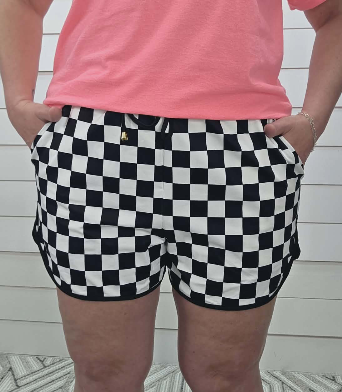 LARGE CHECK DRAWSTRING SHORTS