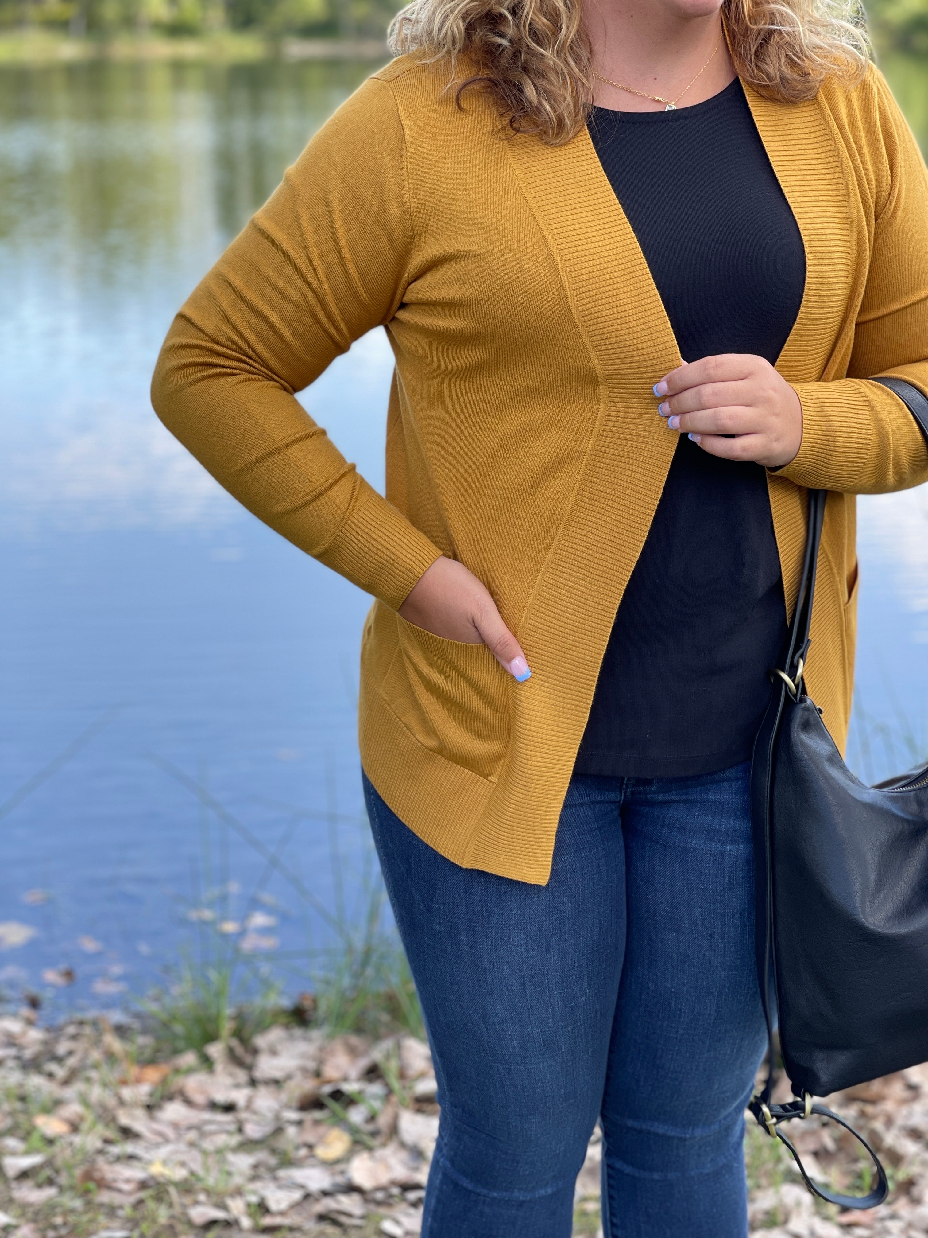 Mustard open 2024 front cardigan