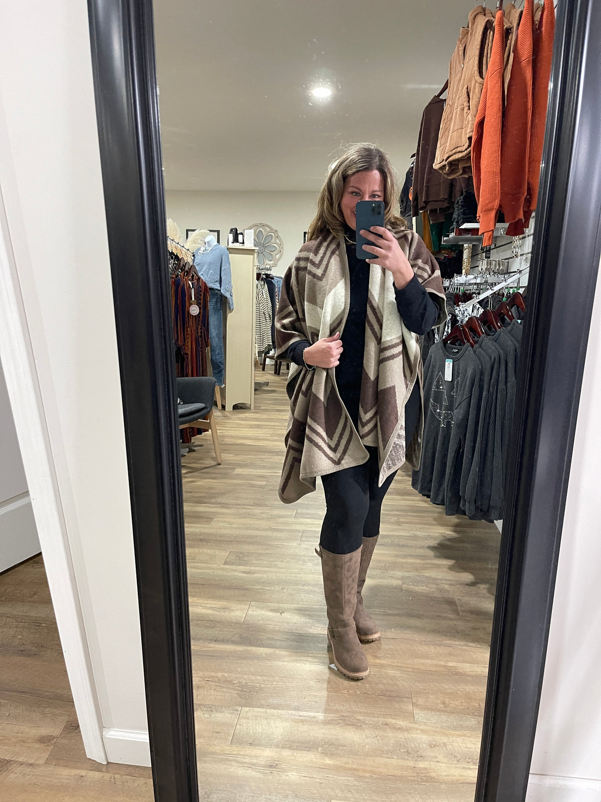 PRINTED THROW OVER PONCHO - 6 COLORS