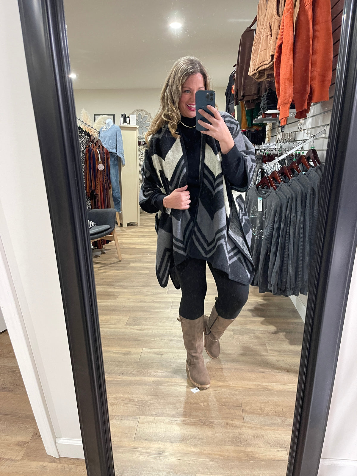 PRINTED THROW OVER PONCHO - 6 COLORS