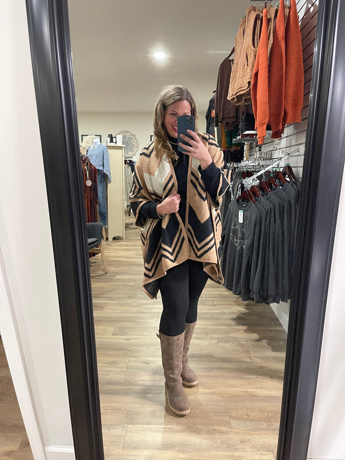 PRINTED THROW OVER PONCHO - 6 COLORS