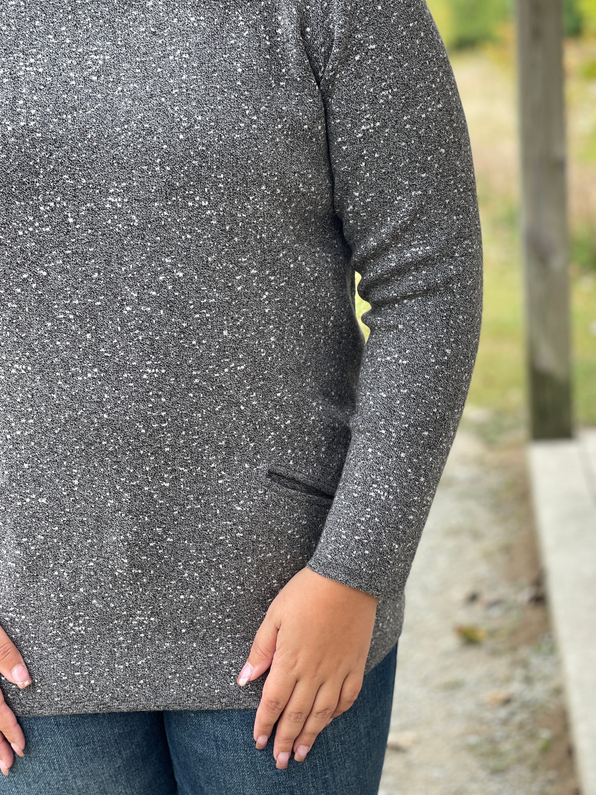 GREY/WHITE SPECKLE AND SHINE SWEATER