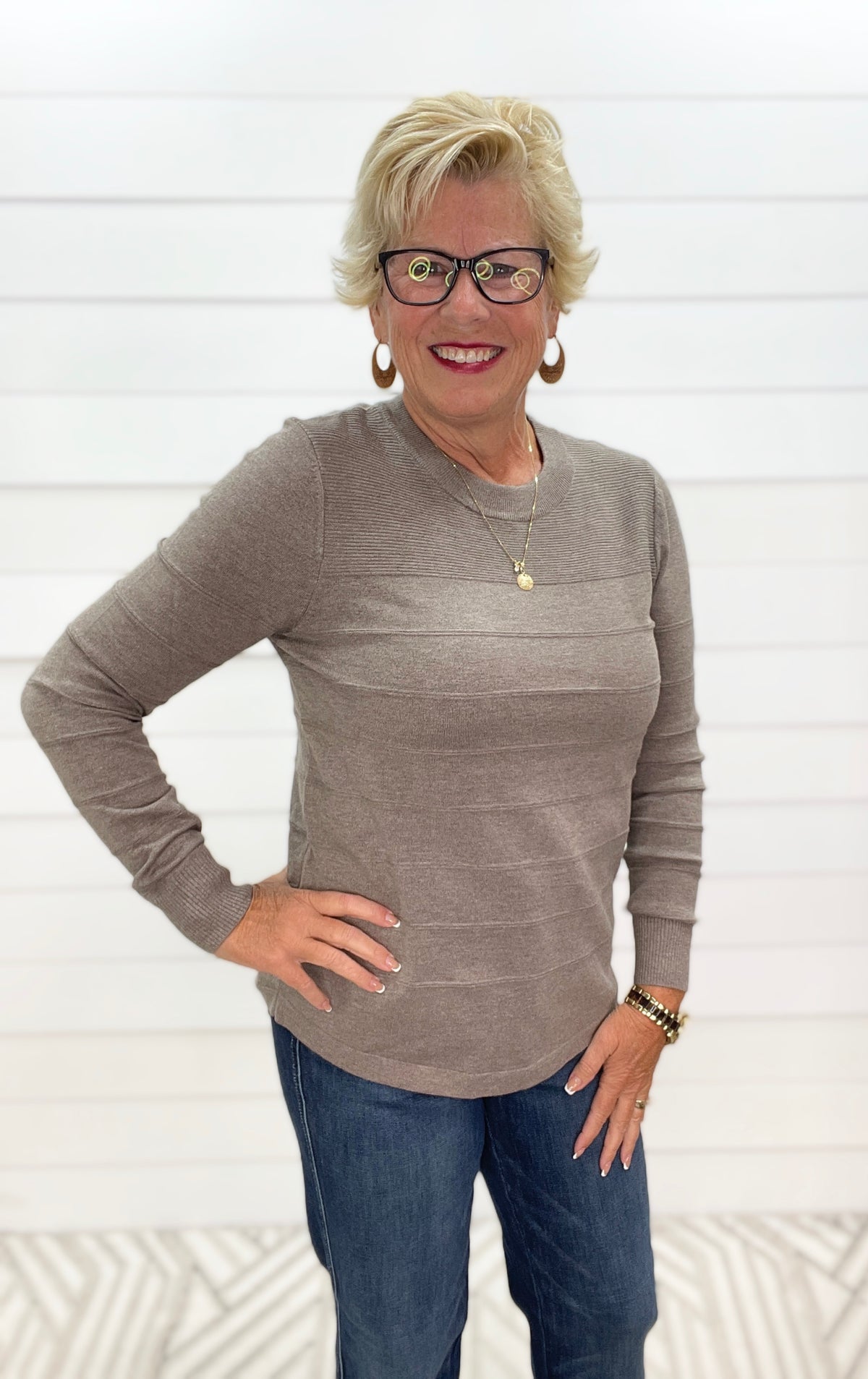 DARK MOCHA PINTUCKED SWEATER