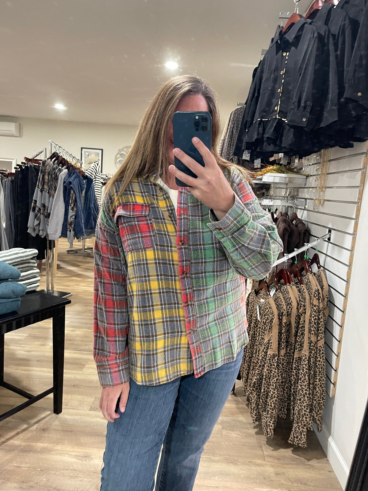 MULTI COLOR WASHED BUTTON UP PLAID