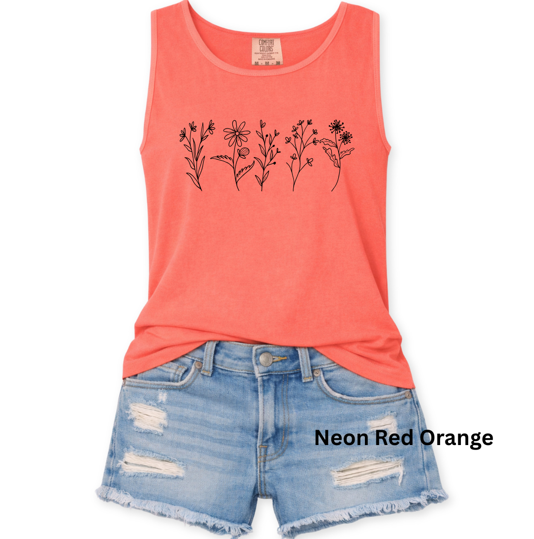 FLORAL GRAPHIC COMFORT COLORS TANK