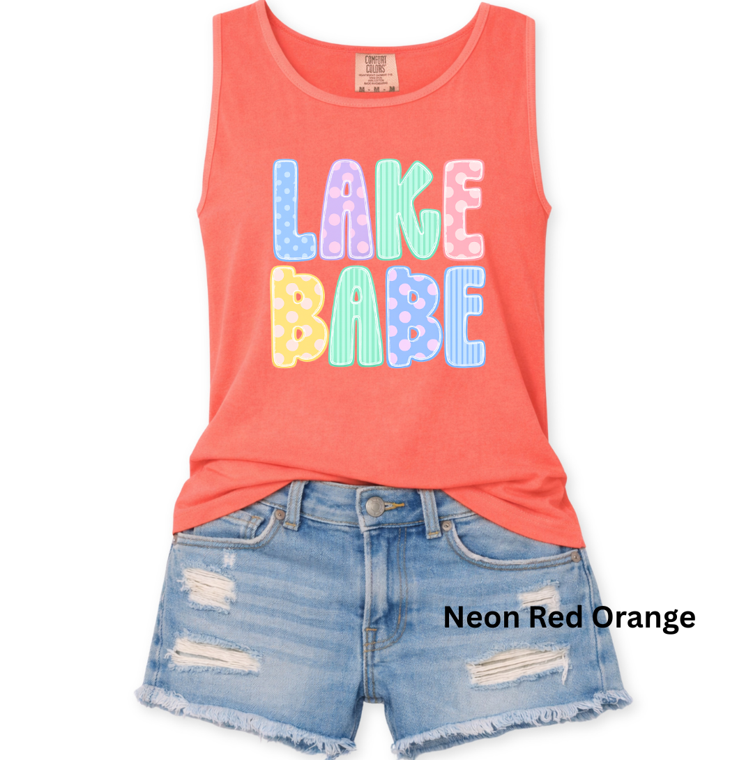 LAKE BABE POLKADOT GRAPHIC TANK - COMFORT COLORS - S-3X