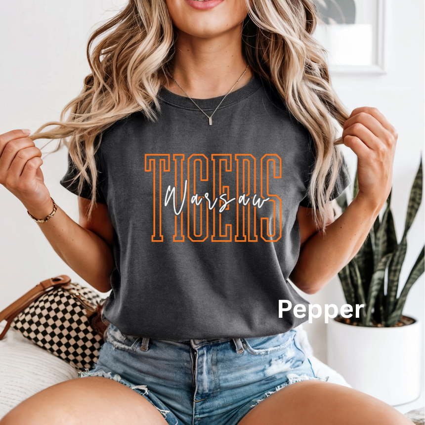 SKINNY LETTER MASCOT SCHOOL SPIRIT TEE - COMFORT COLORS