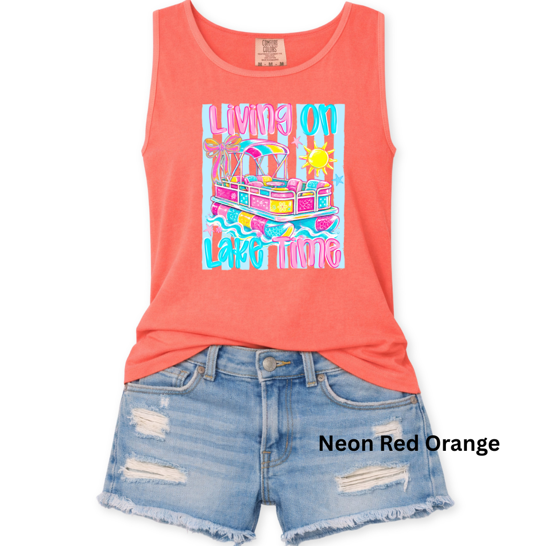 LIVING ON LAKE TIME - PINK/BLUE - COMFORT COLORS - S-3X